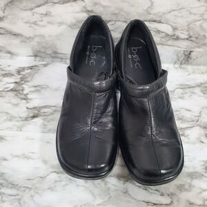 BOC Comfort Shoes Women's US 9 Black Slip On Wedge Heel Closed Toe Leather